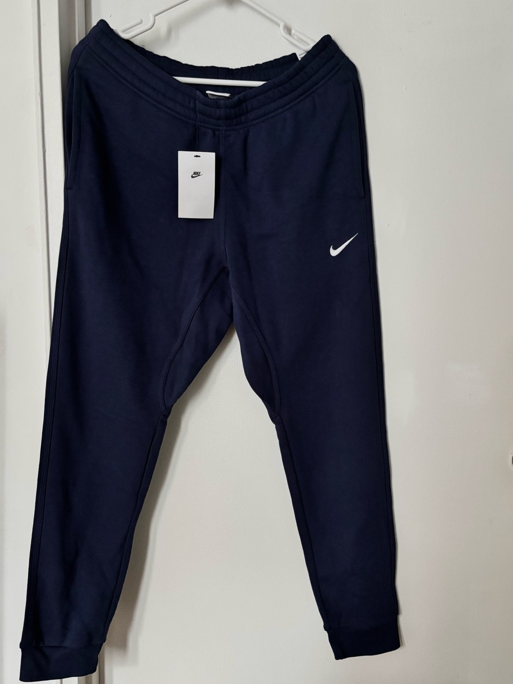 Nike Navy Blue Jogger Sweatpants with White Swoosh